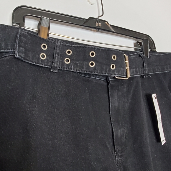 NWT ASOS Flare Wide Leg Jeans Black Belted size 36 Plus Size 32" inseam - Picture 5 of 8